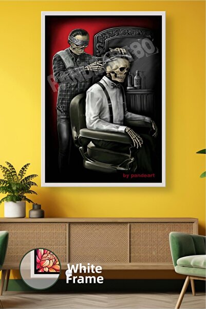 KOSS Dijital Pictură pe pânză cu cadru roșu și negru, cu figură de craniu, pe...