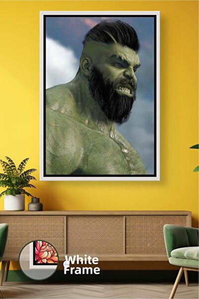 KOSS Dijital Hulk Style Bearded Concept Wall Decor Framed Canvas Painting for...
