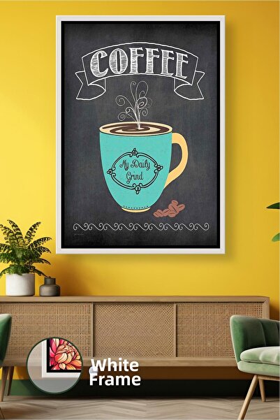 KOSS Dijital Cana de cafea în stil tablă cu pictură pe pânză înrămată, cu tex...