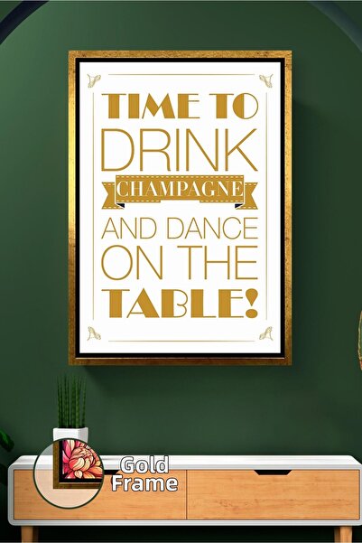 KOSS Dijital Decor de perete cu tipografie tematică de șampanie, pictură pe p...