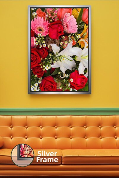 KOSS Dijital Aranjament de flori de trandafir roșu, crin alb, pictură murală,...