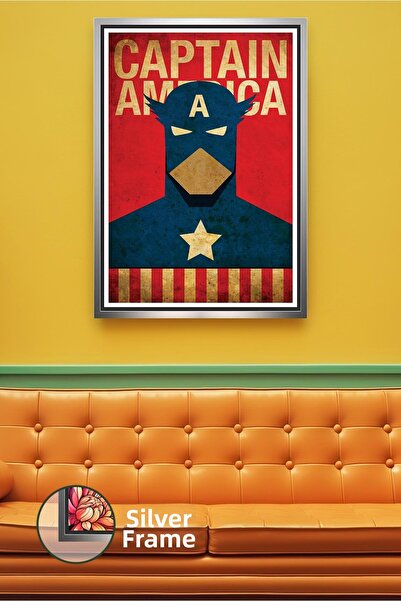 KOSS Dijital Decorare de perete în stil retro Captain America, pictură pe pân...