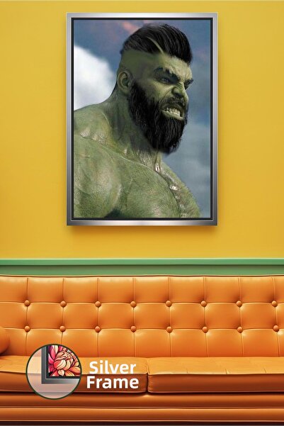 KOSS Dijital Hulk Style Bearded Concept Wall Decor Framed Canvas Painting for...