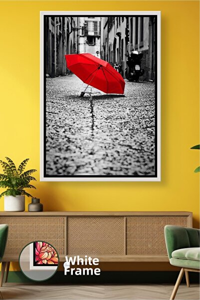 KOSS Dijital Pictură pe pânză înrămată cu o scenă dramatică de oraș în alb-ne...