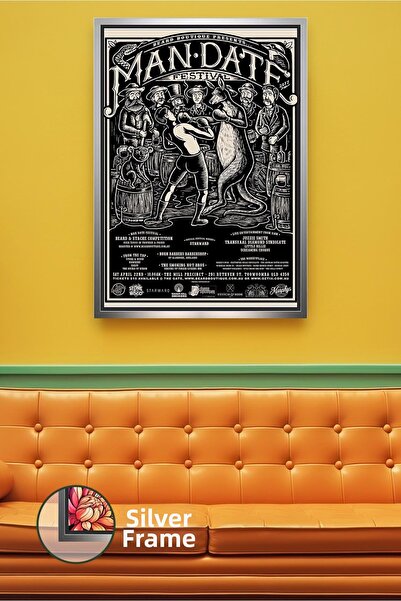 KOSS Dijital Pictură pe pânză cu cadru retro cu temă masculină cu barbă, pent...