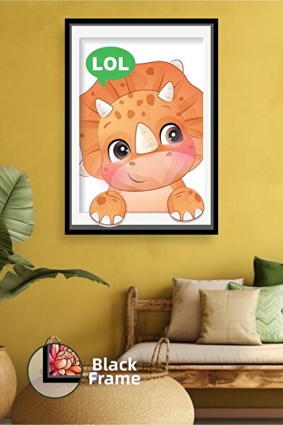 KOSS Dijital Pictură pe pânză înrămată cu design vesel, cu dinozaur portocali...