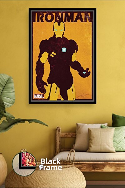 KOSS Dijital Pictură de perete Iron Man Marvel, pictură pe pânză cu cadru neg...