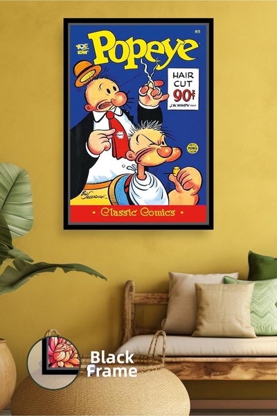 KOSS Dijital Decor de perete pentru frizerul Popeye, pictură pe pânză înrămat...