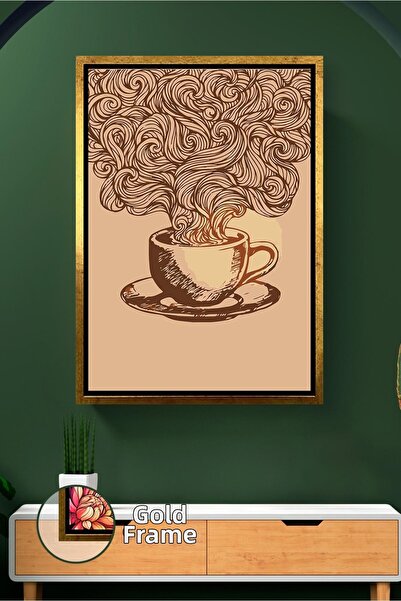 KOSS Dijital Linear Coffee Cup Patterned Kitchen Wall Decor Simple Retro Coff...