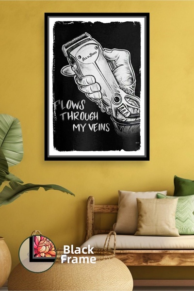 KOSS Dijital Pictură pe pânză înrămată cu decor de perete alb-negru, cu apara...