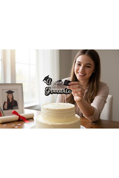 Armada زينة على شكل كعكة مع عبارة (تهانينا لخريجي 2026) (16*20 سم)