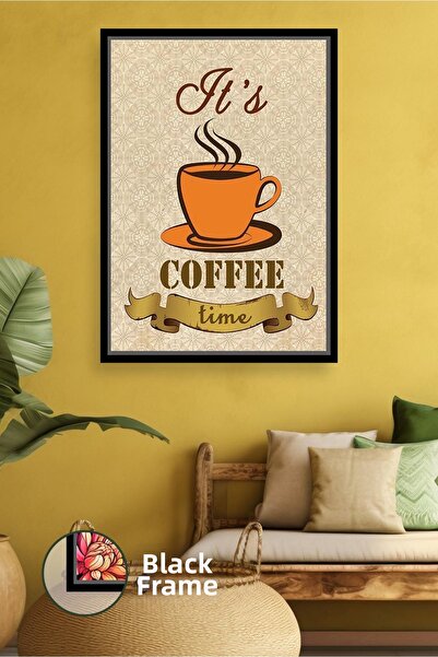 KOSS Dijital Tablou de pânză înrămat cu model retro cu tematică de cafea, cu ...