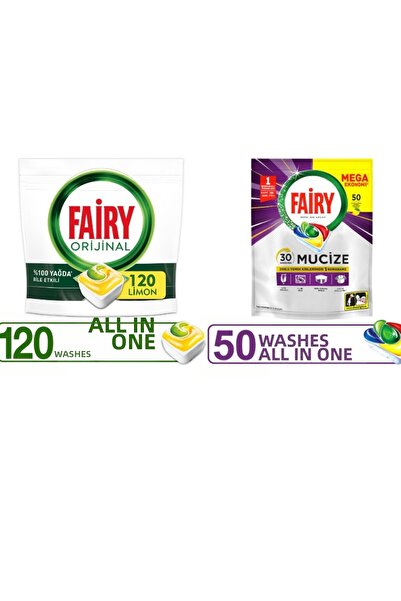 Fairy All-In-One Dishwasher Detergent Tablet / Capsule Lemon Scent 120 Washes...