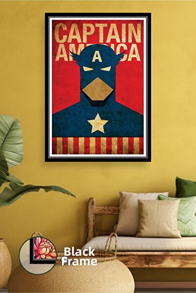 KOSS Dijital Decorare de perete în stil retro Captain America, pictură pe pân...