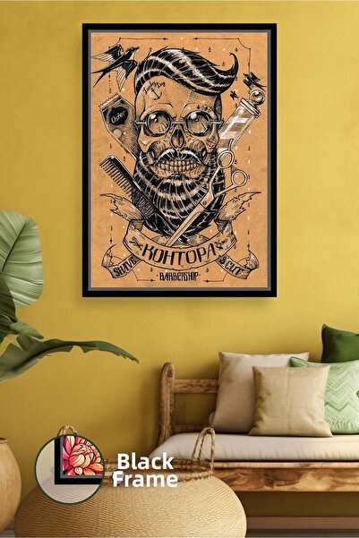 KOSS Dijital Pictură pe pânză înrămată, cu pieptene, cuțit, craniu cu barbă, ...