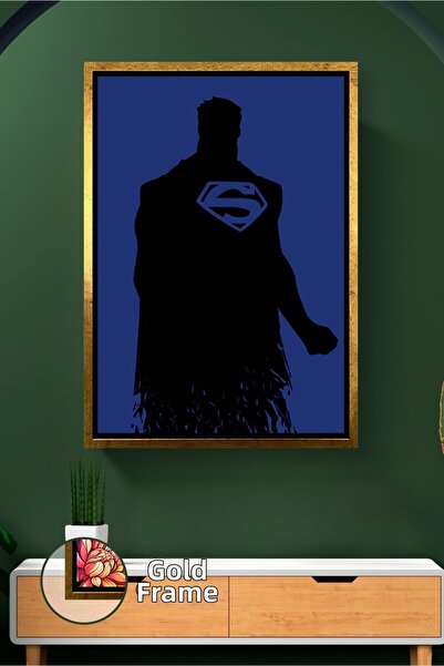 KOSS Dijital Σύμβολο δύναμης Σούπερμαν Μπλε φόντο Μίνιμαλ σχέδιο Διακόσμηση τ...