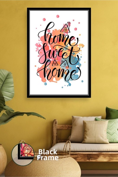 KOSS Dijital Home Sweet Home Ζωγραφισμένο σε καμβά με κορνίζα, πολύχρωμη διακ...