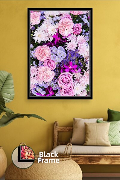 KOSS Dijital Pictură de perete cu flori roz violet, model de flori colorate, ...