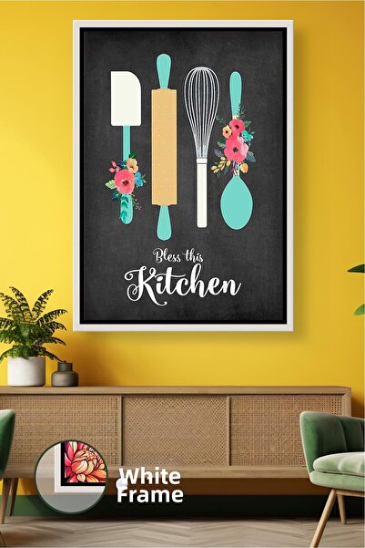 KOSS Dijital Bless This Kitchen, cu flori scrise, ustensile de bucătărie, dec...