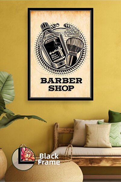 KOSS Dijital Pictură pe pânză cu cadru de barbershop retro cu perie de bărbie...