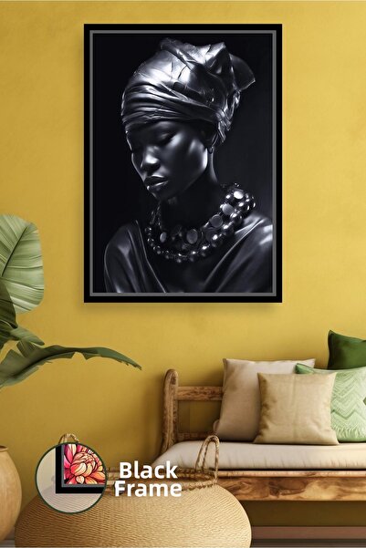 KOSS Dijital Portret de femeie cu detaliu de colier negru, decor de perete, p...