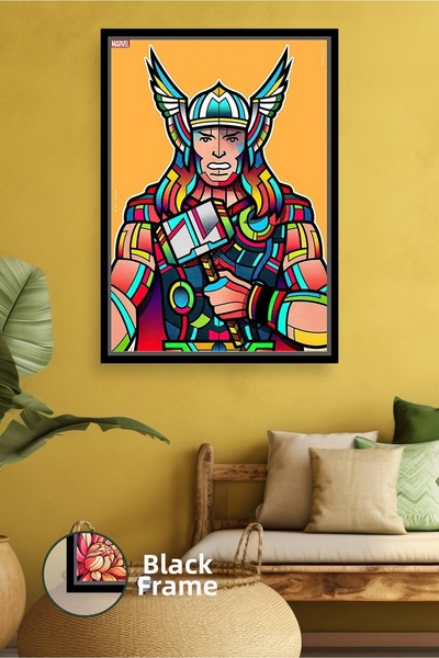 KOSS Dijital Ornament de perete cu figură Thor Marvel, cu detaliu de ciocan, ...