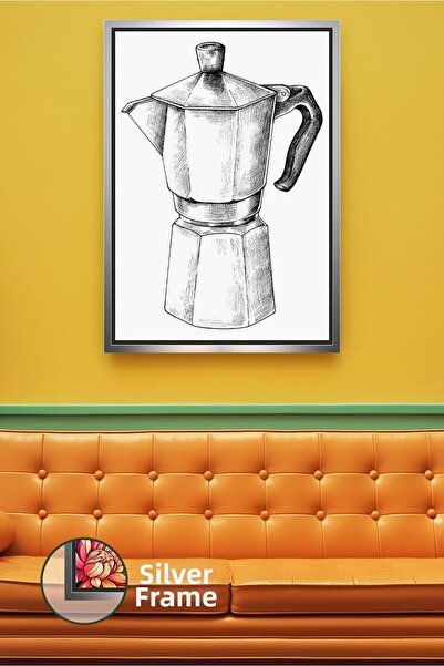 KOSS Dijital Διακόσμηση τοίχου με θέμα τον καφέ με μαύρο και άσπρο σχέδιο με ...