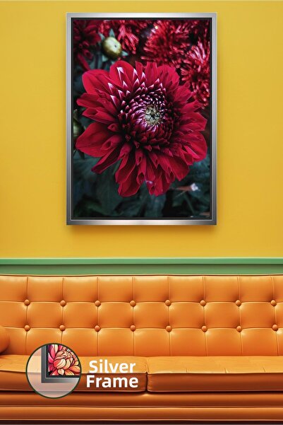 KOSS Dijital Pictură decorativă elegantă cu flori de crizantemă burgundă, pic...