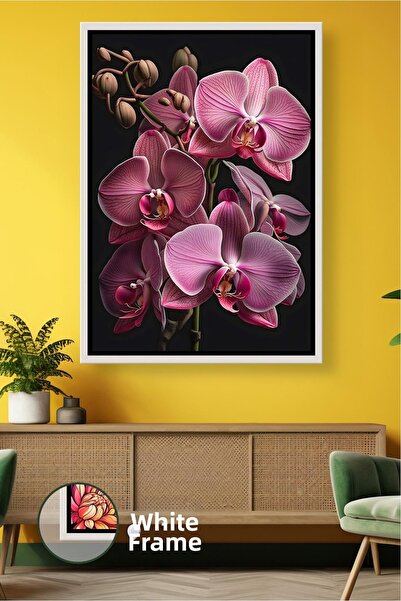 KOSS Dijital Лилаво орхидеено цвете Детайлно ботаническо произведение на изку...