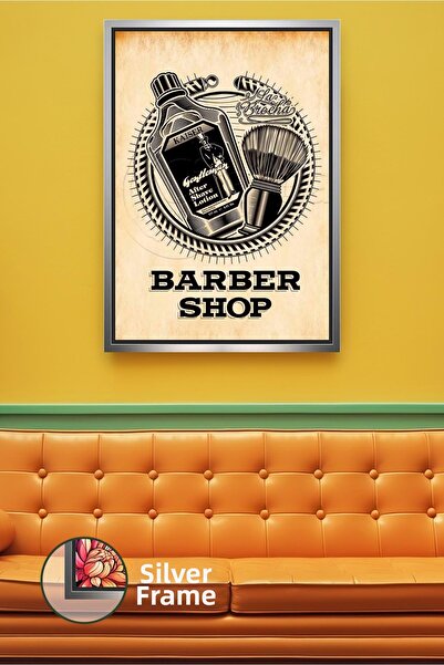 KOSS Dijital Pictură pe pânză cu cadru de barbershop retro cu perie de bărbie...