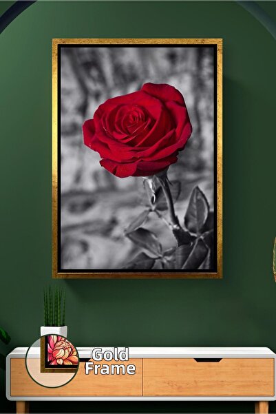 KOSS Dijital Κόκκινο τριαντάφυλλο Μαύρο Λευκό Πίνακας Λουλουδιών Διακόσμηση τ...