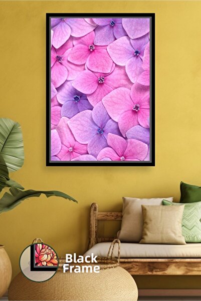 KOSS Dijital Tablou decorativ cu model de flori de hortensie roz Tablou de pâ...