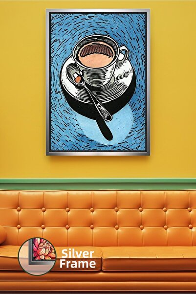 KOSS Dijital Ilustrație de ceașcă de cafea modernă boho, pictură pe pânză înr...