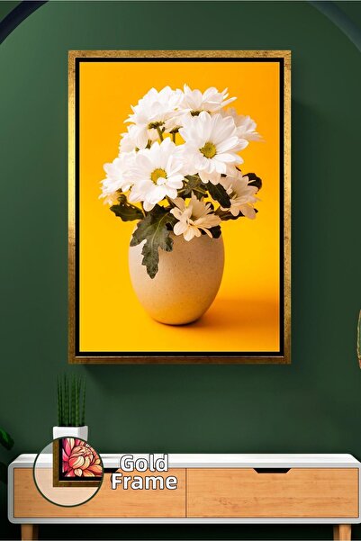 KOSS Dijital Fundal galben Buchet de margarete albe Decor luminos pentru casa...