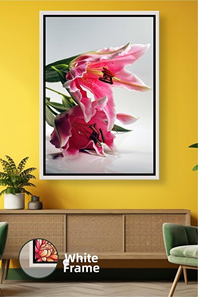 KOSS Dijital Κομψή διακόσμηση τοίχου σαλονιού και γραφείου με ροζ λουλούδια κ...