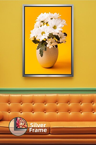 KOSS Dijital Fundal galben Buchet de margarete albe Decor luminos pentru casa...