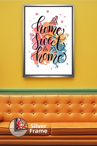 KOSS Dijital Home Sweet Home Ζωγραφισμένο σε καμβά με κορνίζα, πολύχρωμη διακ...