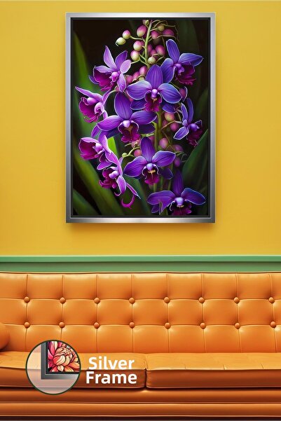 KOSS Dijital Decorare de perete pentru sufragerie și living, cu flori de orhi...