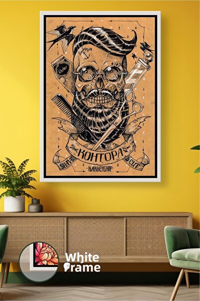 KOSS Dijital Pictură pe pânză înrămată, cu pieptene, cuțit, craniu cu barbă, ...