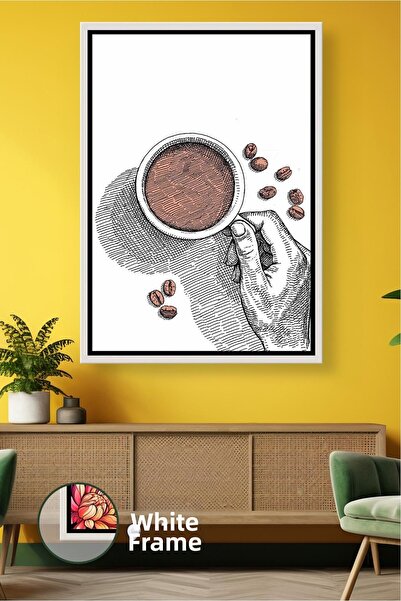 KOSS Dijital Pictură pe pânză înrămată cu ceașcă de cafea cu desen manual min...
