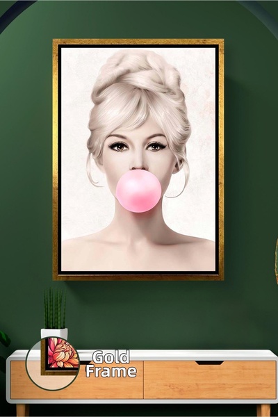 KOSS Dijital Portret iconic de Brigitte Bardot, gumă roz, stil modern pop art...