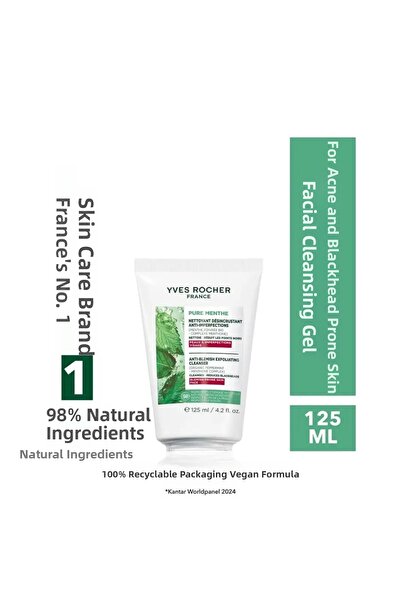 Yves Rocher Pure Menthe Peeling Effect Face Wash Gel 125 ml