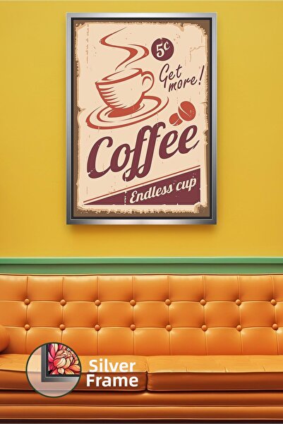KOSS Dijital Retro Coffee Poster Design Kitchen Wall Painting Nostalgic Frame...