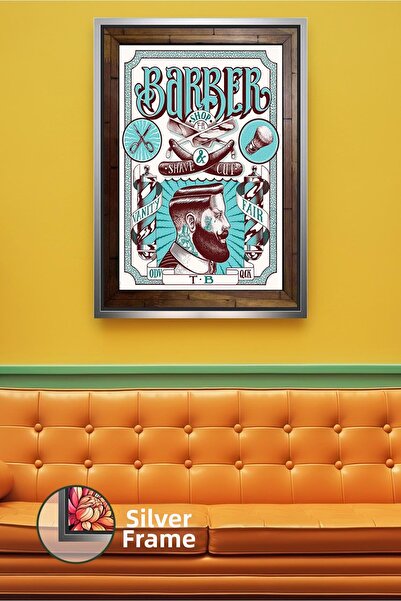 KOSS Dijital Classic Barber Shop Portrait Wall Decor Men's Barber Shop Concep...