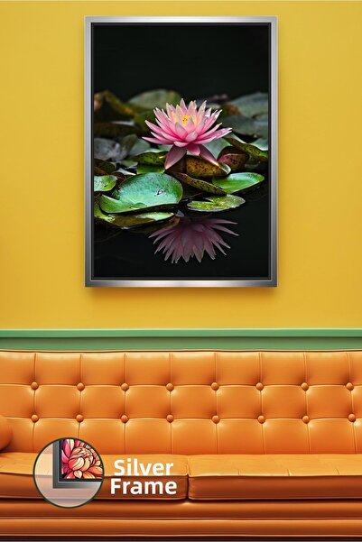 KOSS Dijital Floare de lotus, reflectare, fundal închis, decor de perete pent...