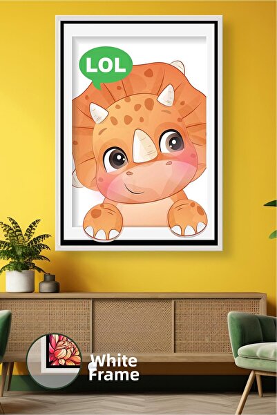 KOSS Dijital Pictură pe pânză înrămată cu design vesel, cu dinozaur portocali...