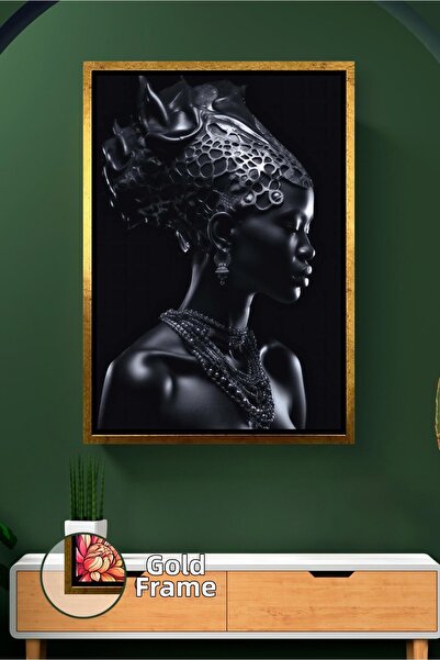 KOSS Dijital Portret de femeie cu vedere laterală în tonuri de negru, decor d...