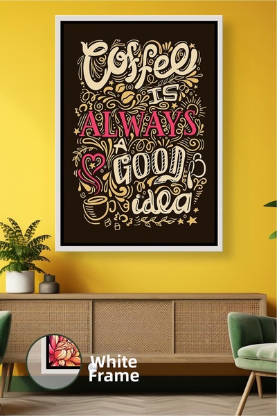 KOSS Dijital Tipografie cu tematică de cafea scrisă Decor de perete de bucătă...