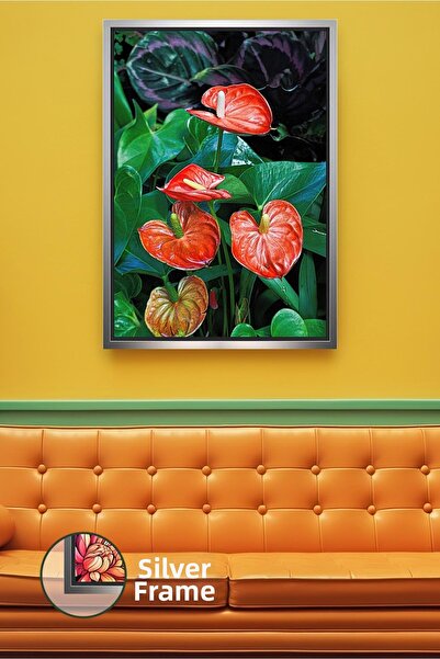 KOSS Dijital Floare de Anthurium roșie, fotografie botanică de aproape, pictu...