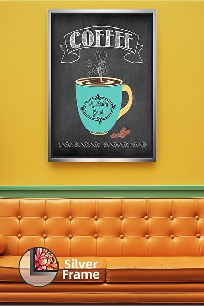 KOSS Dijital Cana de cafea în stil tablă cu pictură pe pânză înrămată, cu tex...